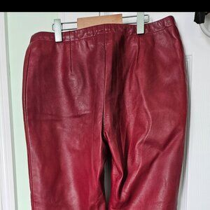 Danier leather, red lamb leather pants